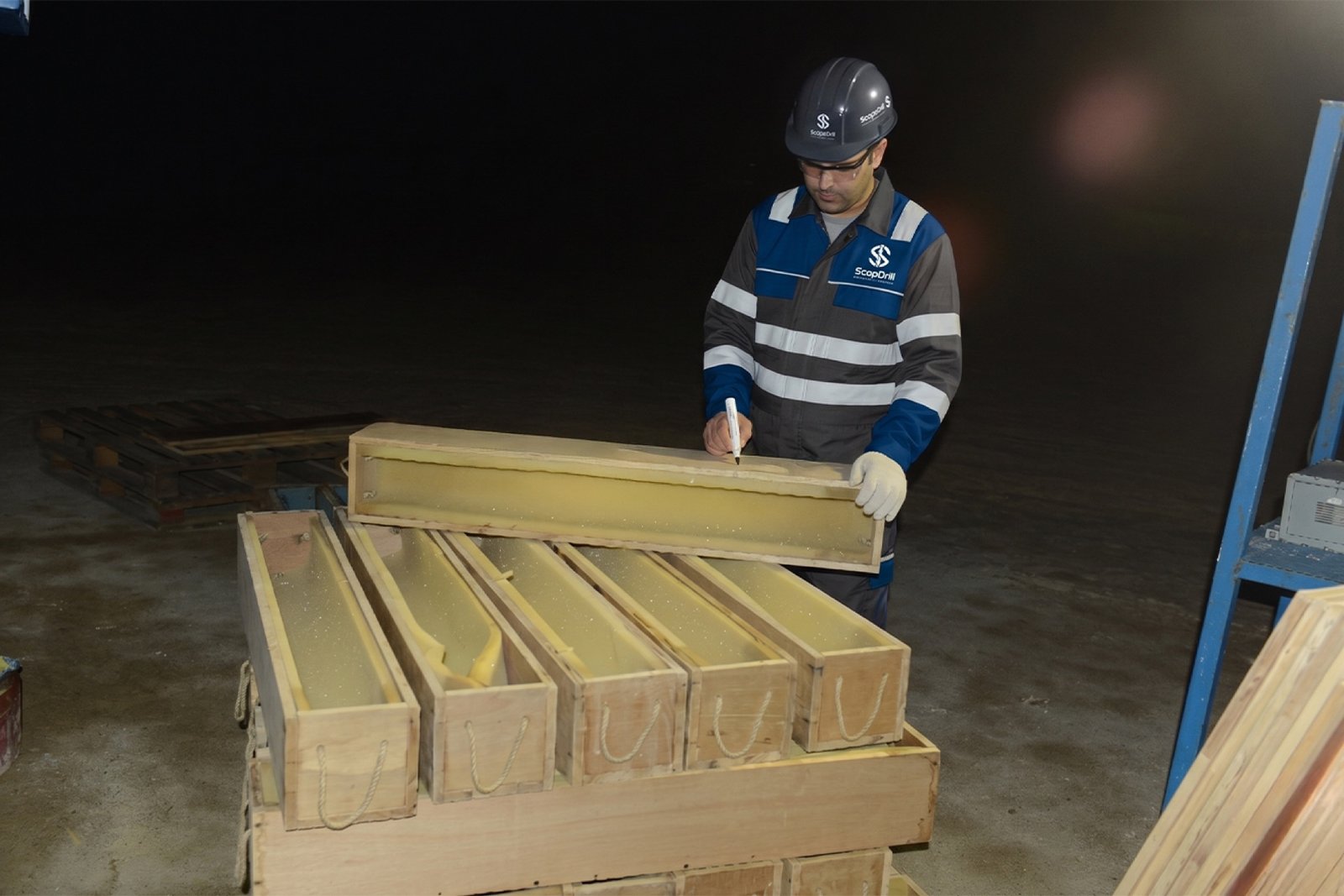 Secure core transportation using specialized container with monitoring instrumentation