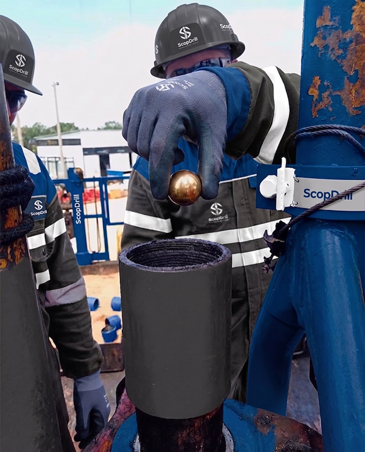 ScopDrill crew operating core barrel equipment at the wellsite